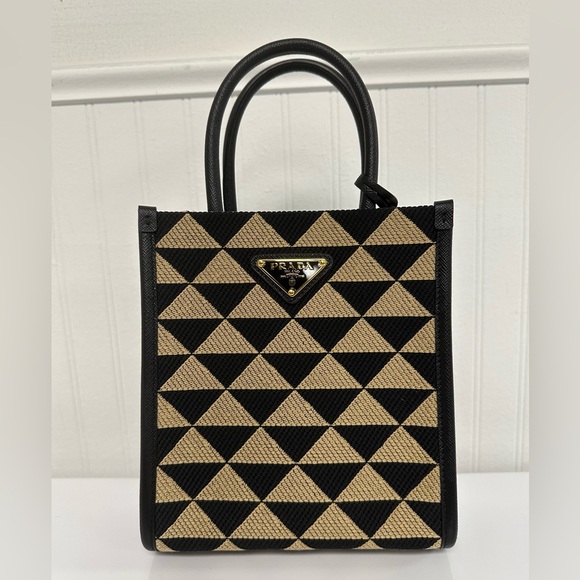 Prada Enameled Metal Triangle Mini Symbole Tote - Picture 2 of 13